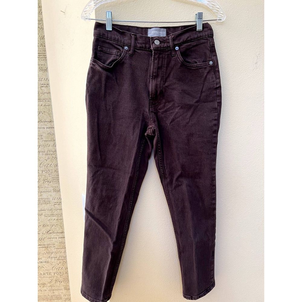 EVERLANE The Original Cheeky Jeans, Women,Brown,Size 26, Straight Leg, High Rise
